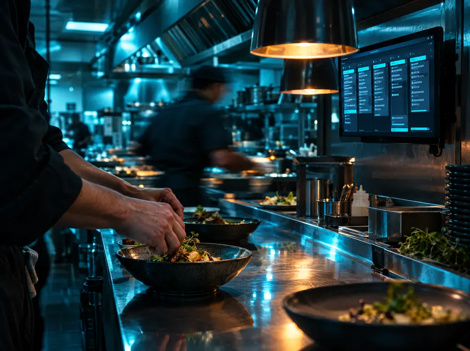 Kitchen display routing orders to a restaurant station